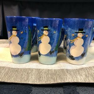 Whimsical hand painted Christmas mugs